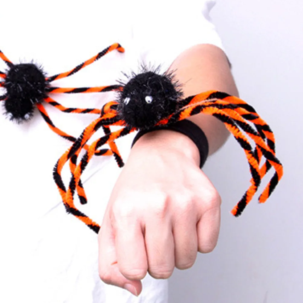 

1 set Spider Pin Hair Accessories Halloween Slap Bracelets Party Favors Lightweight Wrist Decoration Carnival Gifts