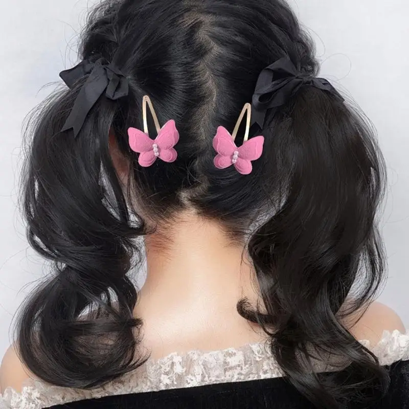 D0UB 4 Uds. Pinza para con lazo llamativa doble capa para mujeres y niños, pasadores Metal para eventos diarios y