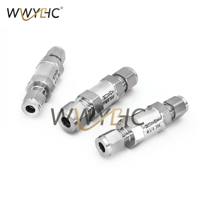 Fit 3/6/8/10/12-20mm OD Tube Compression Check Valve One Way Non-return Inline 304 Stainless Steel