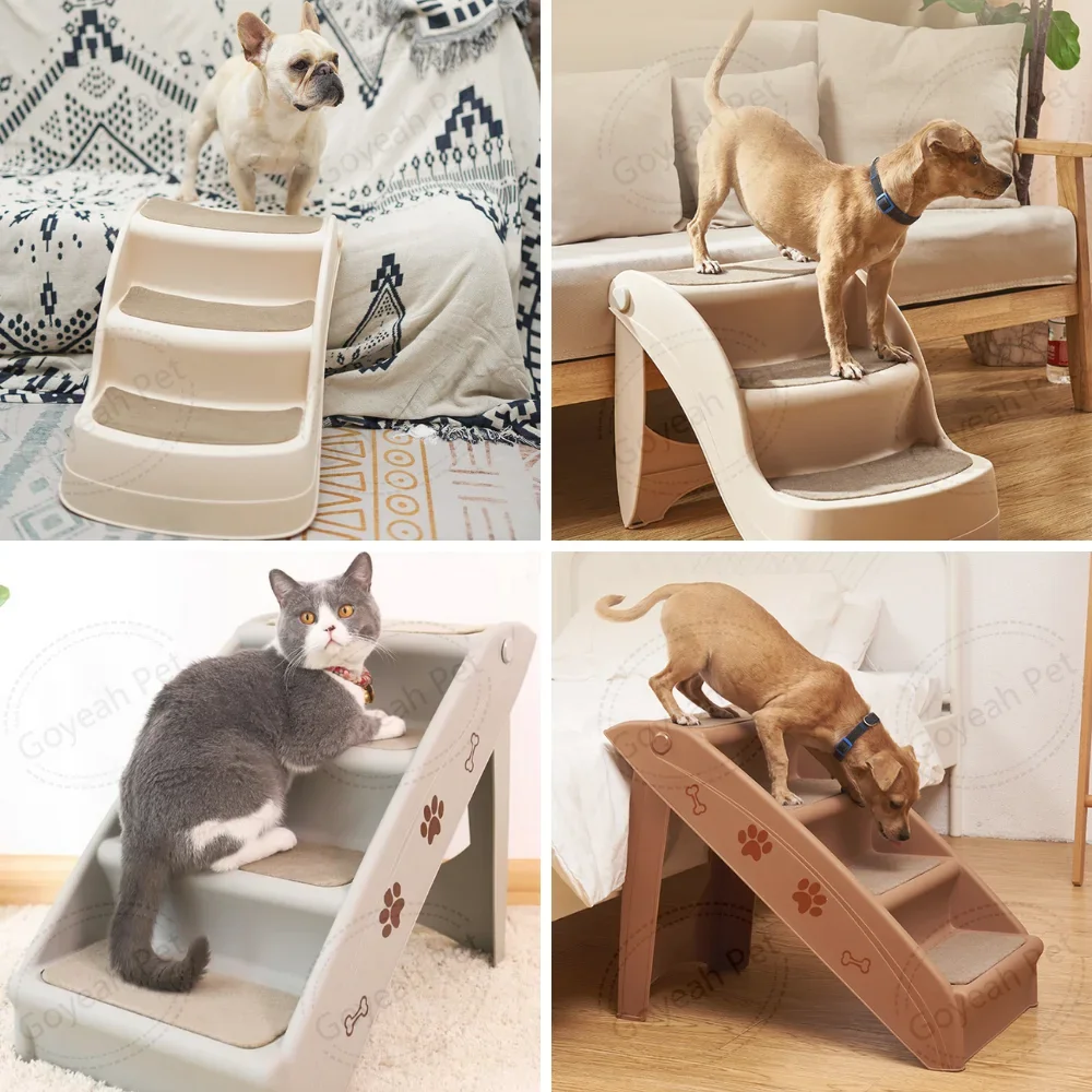 3 Steps Durable Dog Stairs Folding Pet Steps for Home and Vehicle