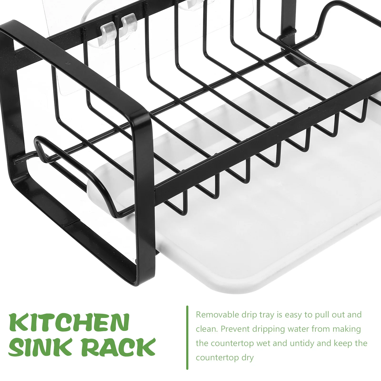 

Kitchen Sink Sponge Rack with Drain Tray Hanging Organizer for Sponges Soap Dispenser Maximize Storage Space Tidy Countertop