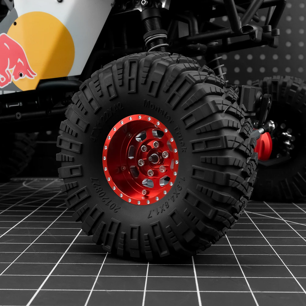 AXSPEED 4個 アルミ合金 1.9インチ ビードロック ホイールリム 32mm Axial SCX10 Wraith TRX-4 D90 1/10 RCクローラーカー アップグレードパーツ用