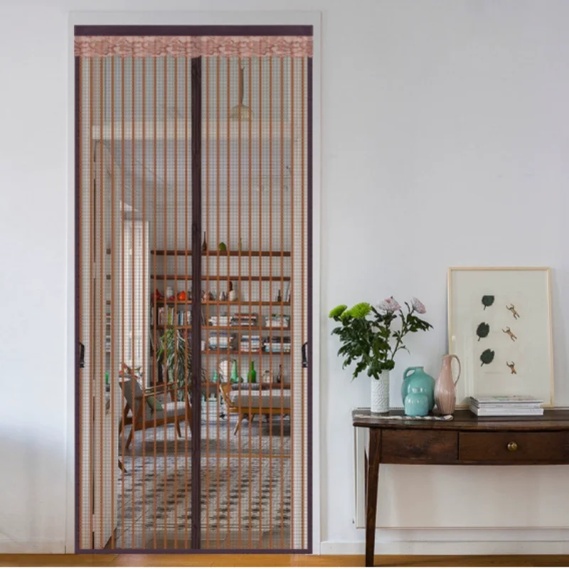 

Brown Magnetic mosquito net door custom size door curtain mosquito nets window screen automatically turn off the invisible mesh
