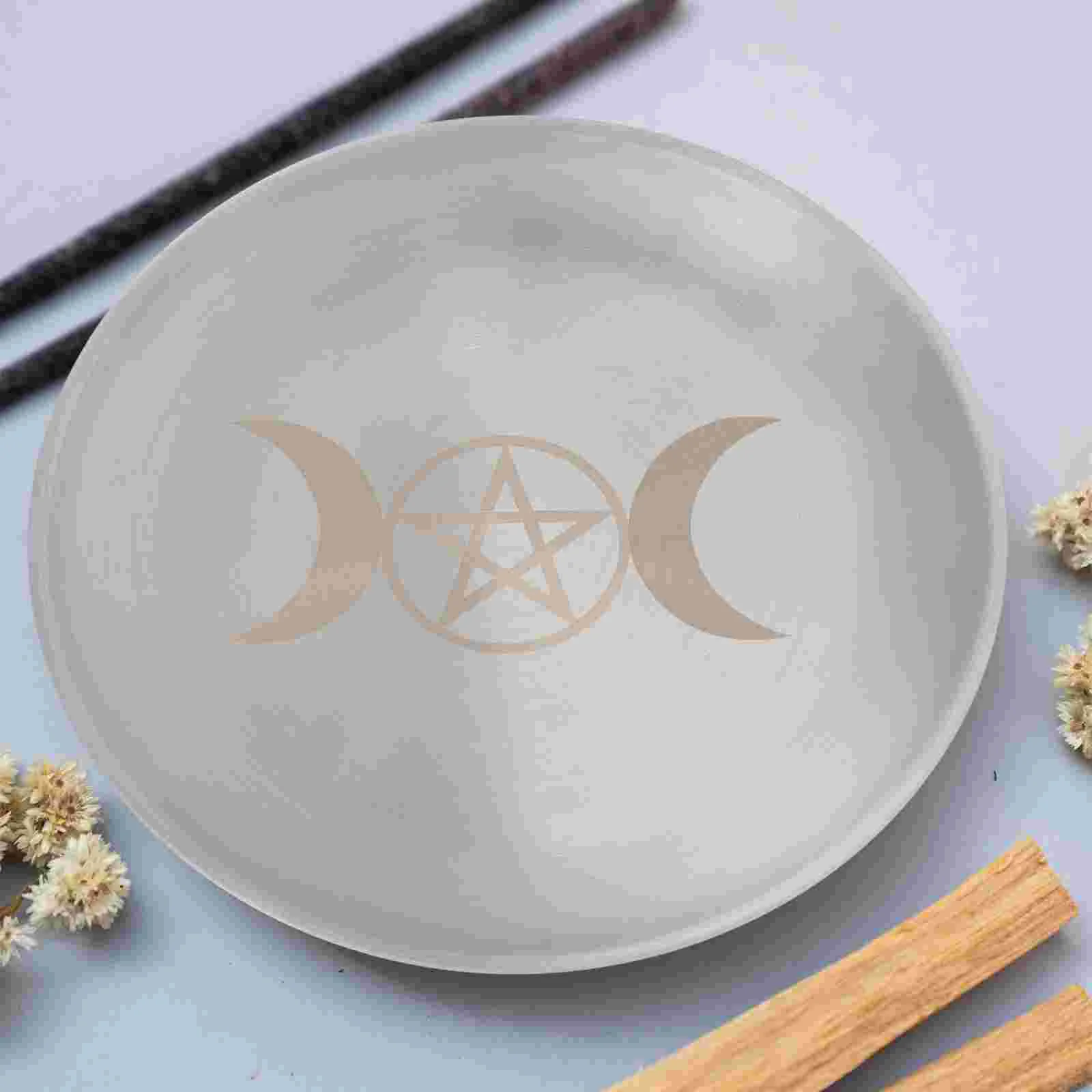 1 Piece Pentagram Gold Plate Altar Tray Decorative Holder Tealight Plate Pentacle Display Trivet Religious Ritual Home