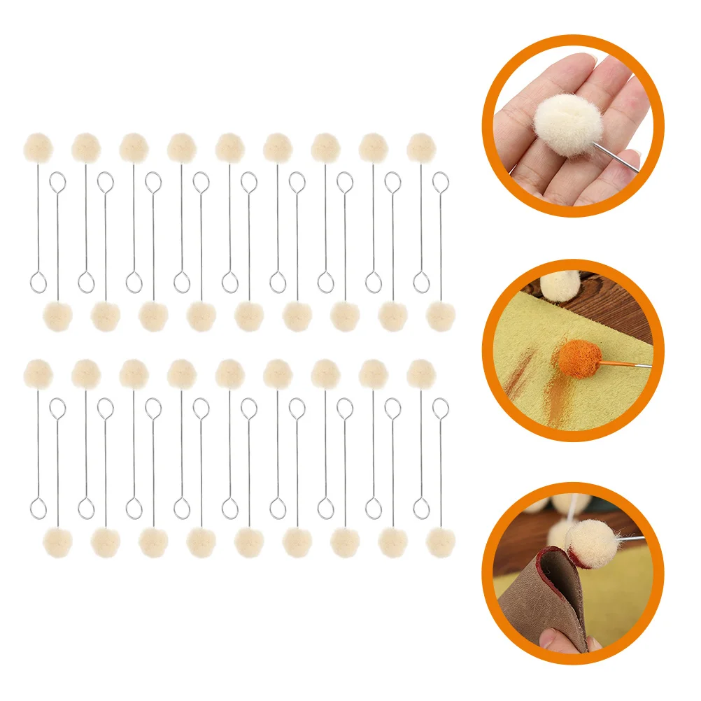 

100pcs Wool Daubers Ball Dye Wool Balls Manual Dye Tool With Iron Handle Crafts Wool Dauber