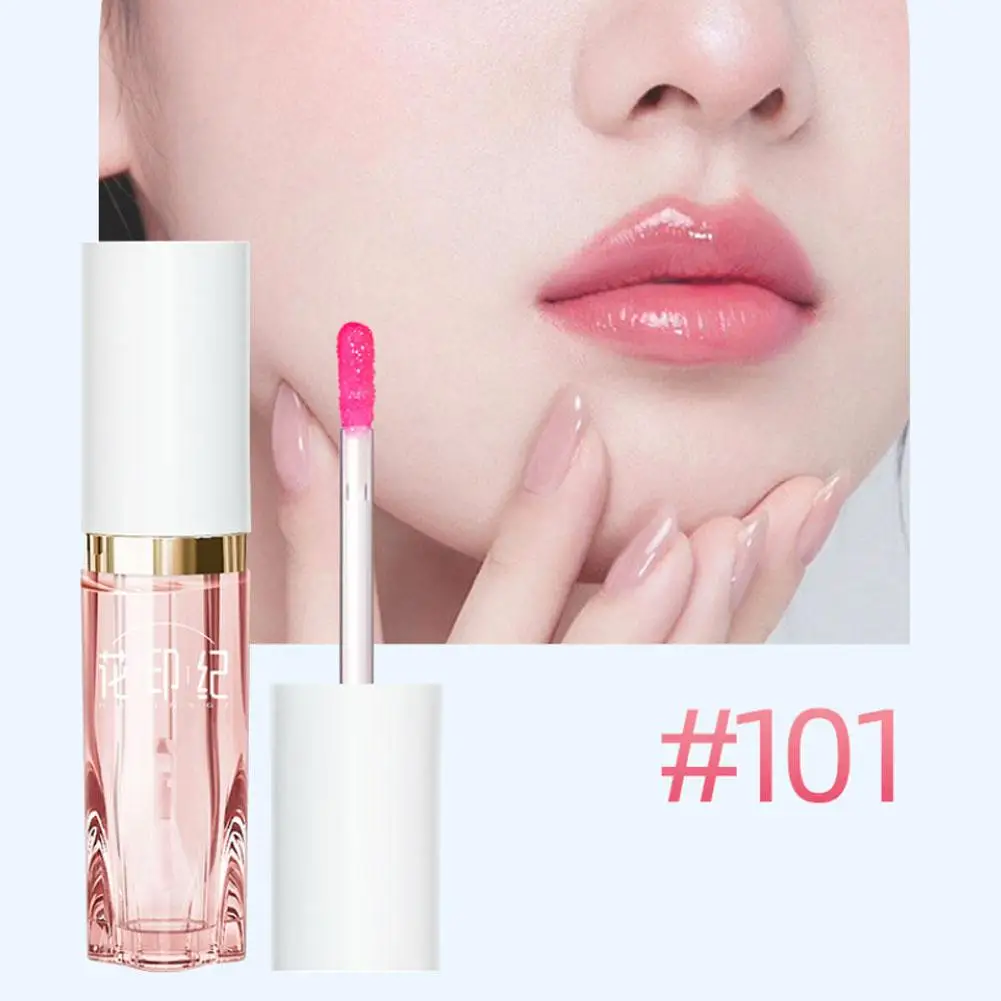 คริสตัลเยลลี่โปร่งใสดอกไม้ลิปสติก Thermostatic Lip Moisturizing LIPS Balm เครื่องสําอาง Smooth เปลี่ยนสี R9E5