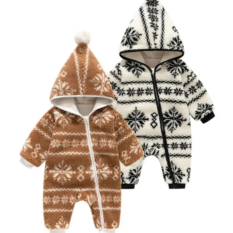 Autumn Winter Warm Toddler Kids Clothes Set Long Sleeve Hooded Jumpsuit For Infant Baby Cute Romper Homewear Casual Loungewear
