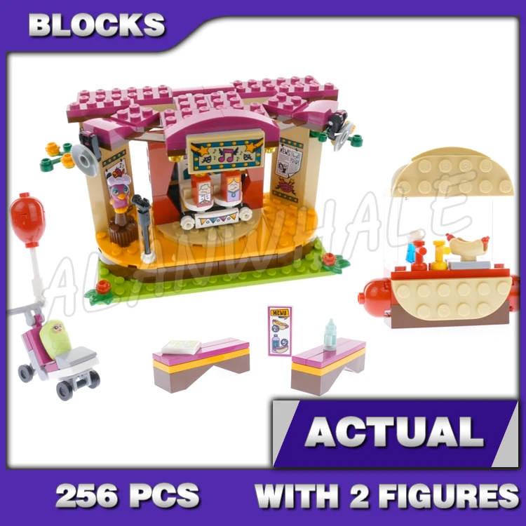 256pcs Friends Heartlake Andrea Park Performance Musical Stage Hot Dog Stand 10855 Building Blocks Sets Compatible With Model