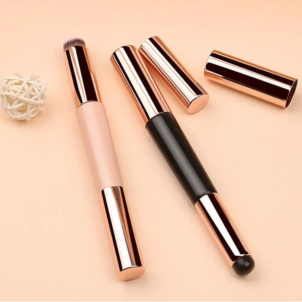 Nail Pen Soft Silicone Lip Brush Round Portable 2-in-1 Lipstick Brush Double-ended Design Professional Foundation Brush Girl