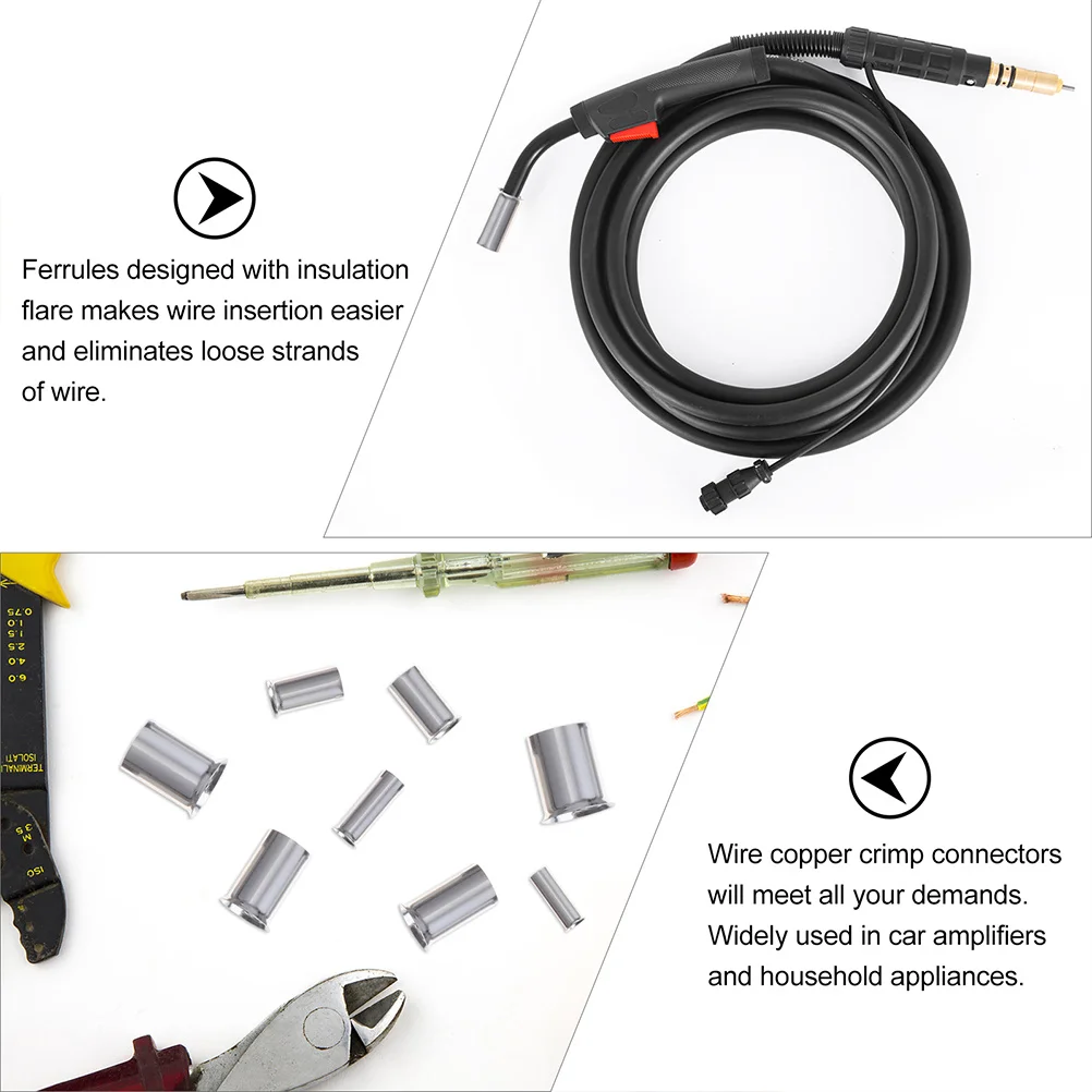 

200Pcs Wire Copper Crimp Fittings Ferrules Pin Terminal Insulation Flare Car Amps Terminals Clean Install