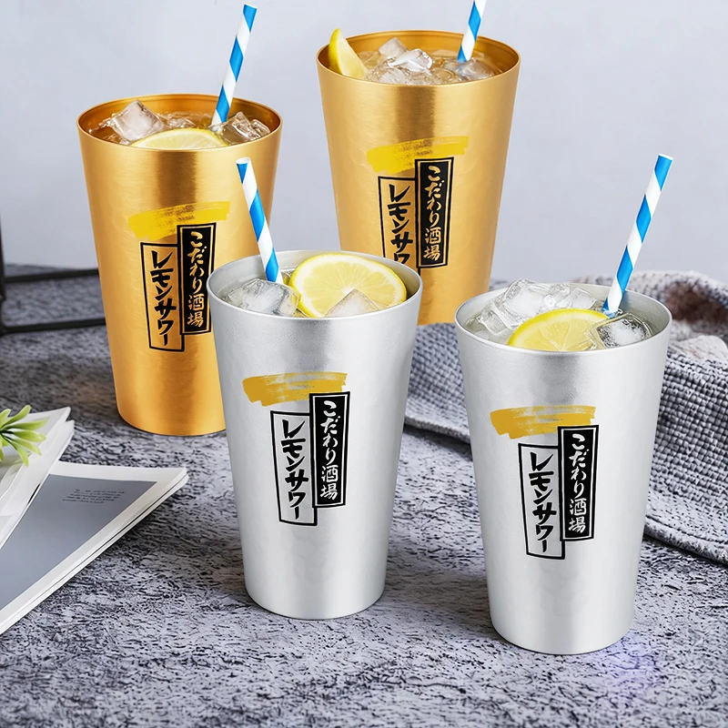 450ml Leichtgewichtige Aluminium-Bierkrüge |   Gold Silber Wiederverwendbarer Trinkbecher |   Outdoor-Camping-Party-Becher für den Hausgebrauch |   Festliche Geschenke