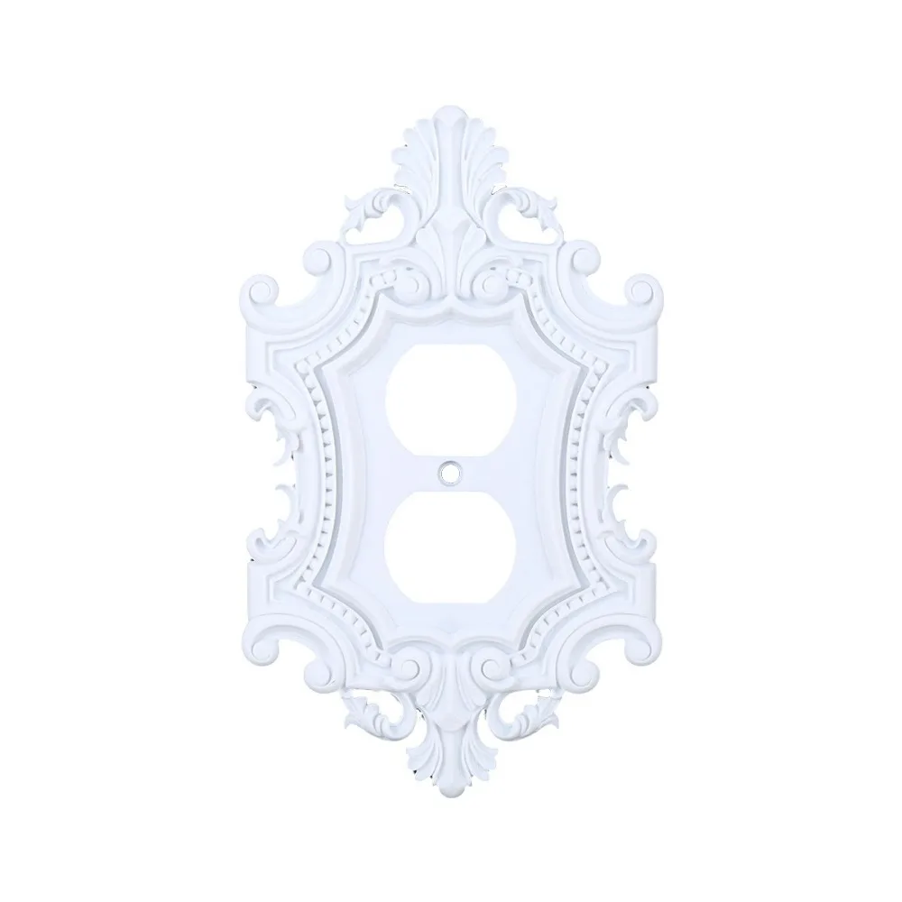 Plastic Switch Plate Cover Carved Duplex Outlet Decorative Wall Switch Frame Toggle Light Antique Carved Switch Cover