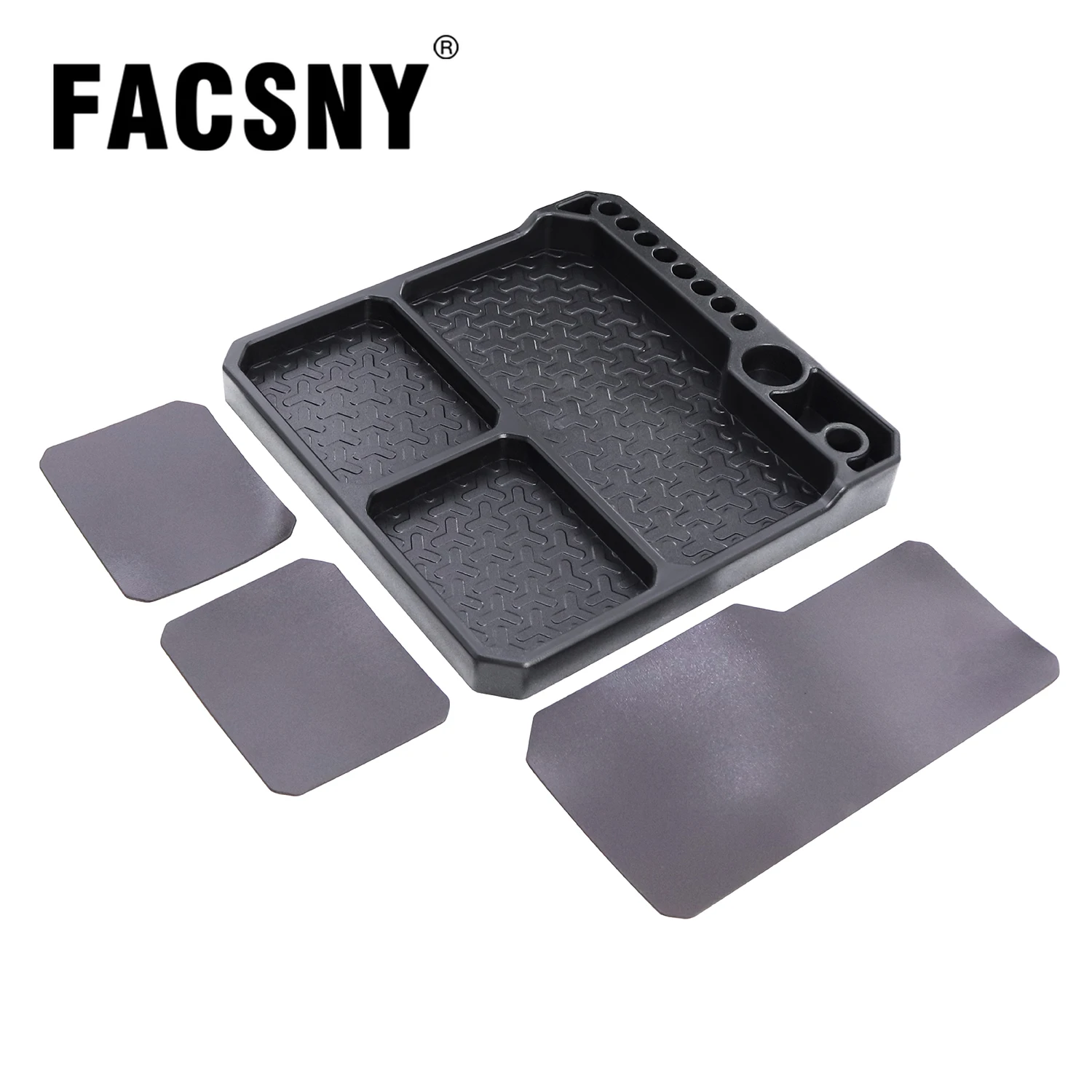 

Silicone Parts Tray with Tool Stand (155*155mm) with 3Pcs Magnetic Sheets for 1/18 1/24 1/10 RC Car Boat Airplane Model