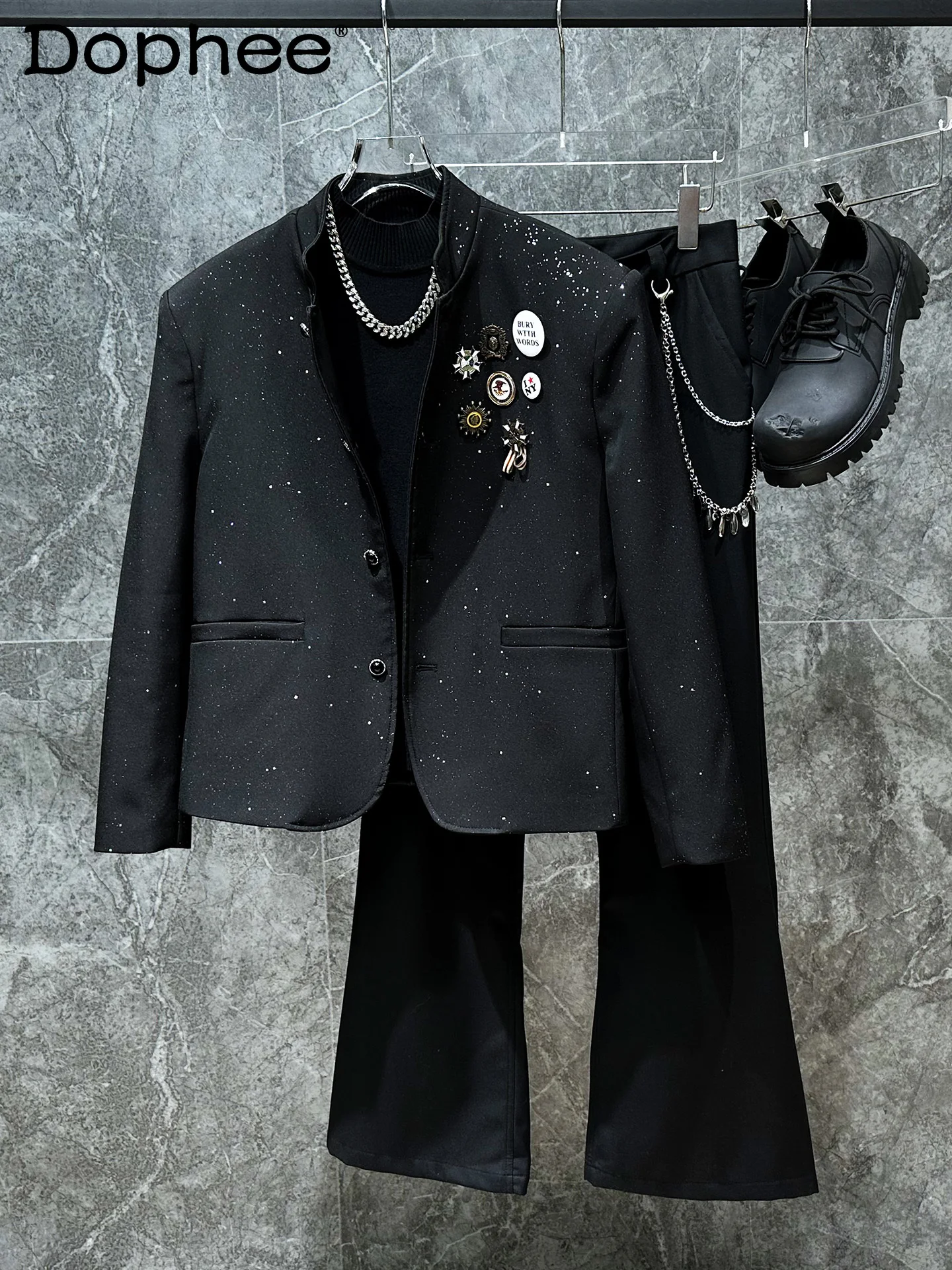 

2025 New Stand Collar New Chinese Style Starry Sky Design Fashion Trend Daily Casual Commuter Jacket for Men