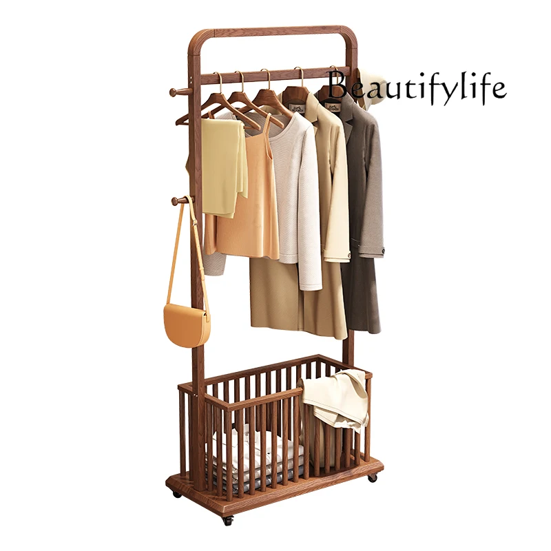 

Solid wood floor-to-ceiling bedroom room vertical coat rack indoor clothes hanger storage rack