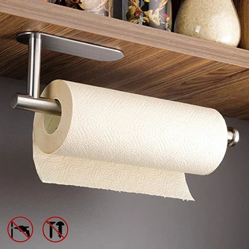 

No Punching Toilet Paper Holder Self Adhesive Toilet Roll Paper Holders Bathroom Kitchen Paper Roll Holder Bath Towel Holder