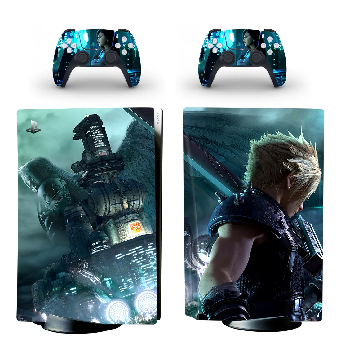 Juego Final Fantasy Remake PS5 Disc Skin Sticker, cubierta de calcomanía para consola y controladores PS5 Disk Skin Sticker Vinyl