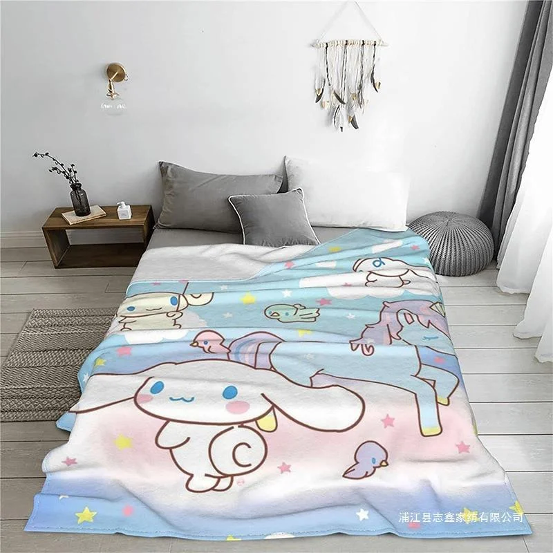 Kuromi Cinnamoroll pluszowy koc miękka flanelowa kołdra zagęszczony koc na drzemkę Cartoon moja melodia Sofa koc dekoracyjny prezent na boże