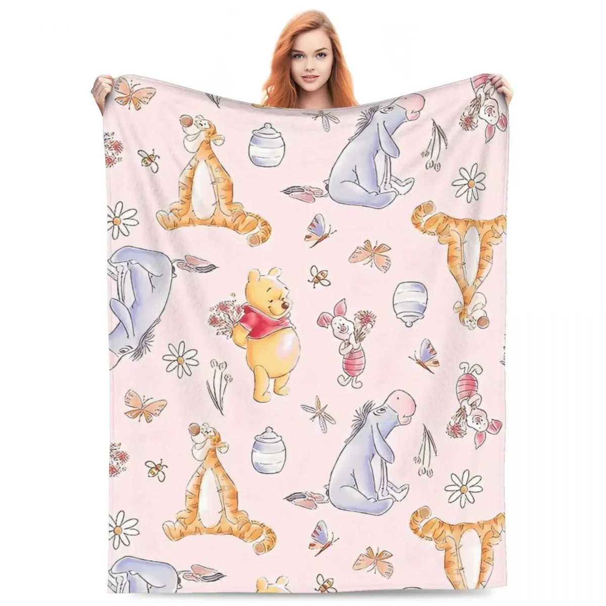 Winnie The Pooh Blanket Soft Fashion Plush Throw Blanket For Girls Boys Couch Chair Flannel Bedspread Bed Cover