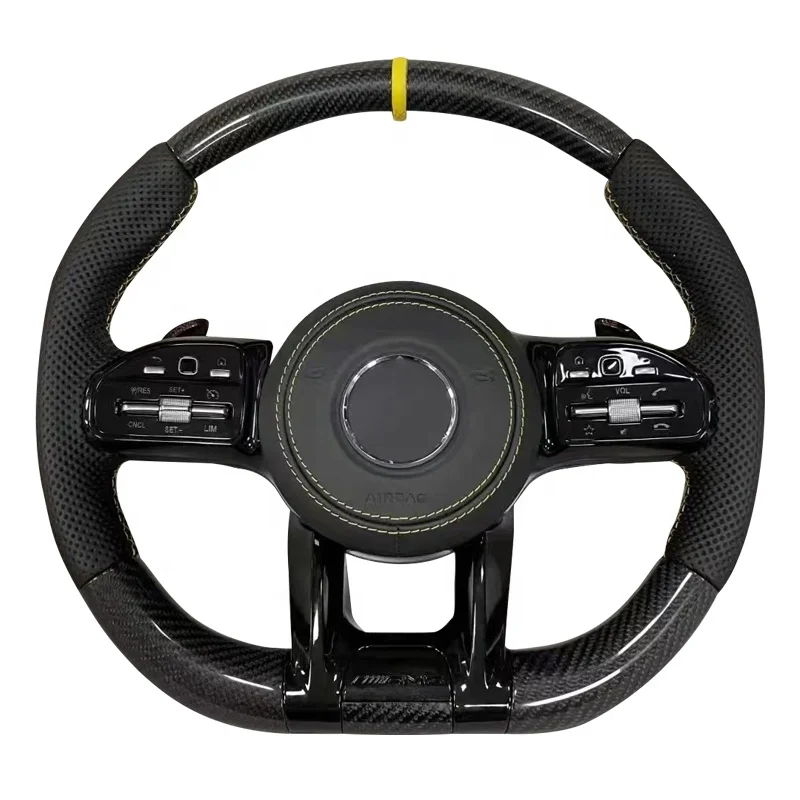 

DJZG 2022 Custom Leather Car Steering Wheel Fit For W447 V250 V260 AMG GLE CLA Carbon Fiber Steering Wheel