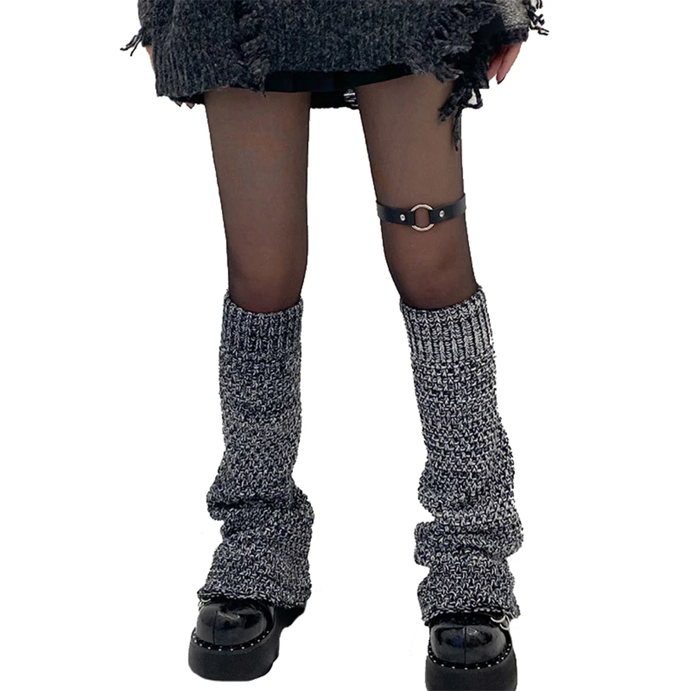 

Lolita Leg Warmers Women's Long Socks Wide-leg Knee-socks Knitted Foot Cover Y2K Gothic Autumn Winter Thick Crochet Boot Cuffs