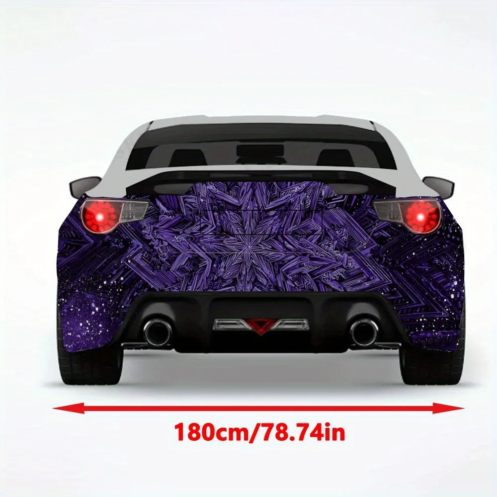 رمز أرجواني غامض في السماء المرصعة بالنجوم، ملصق فينيل لخلف السيارة، ملصقات فينيل ذاتية اللصق مقاومة للماء لذيل السيارة وB