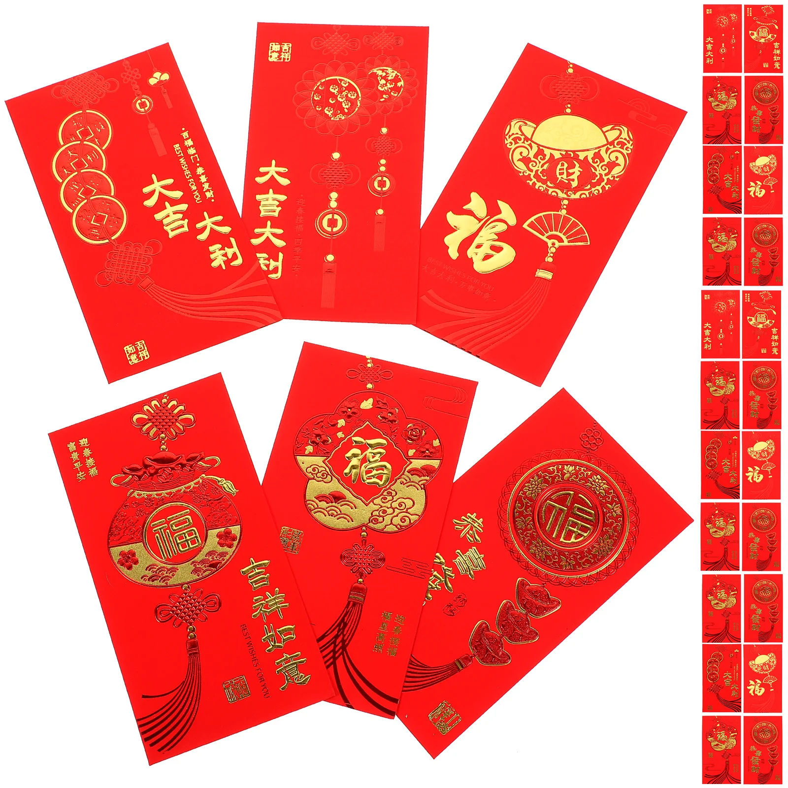

24 Pcs Red Packet Chinese New Year Hong Bao Envelopes Paper Money Pockets Lucky Cartoon Lunar