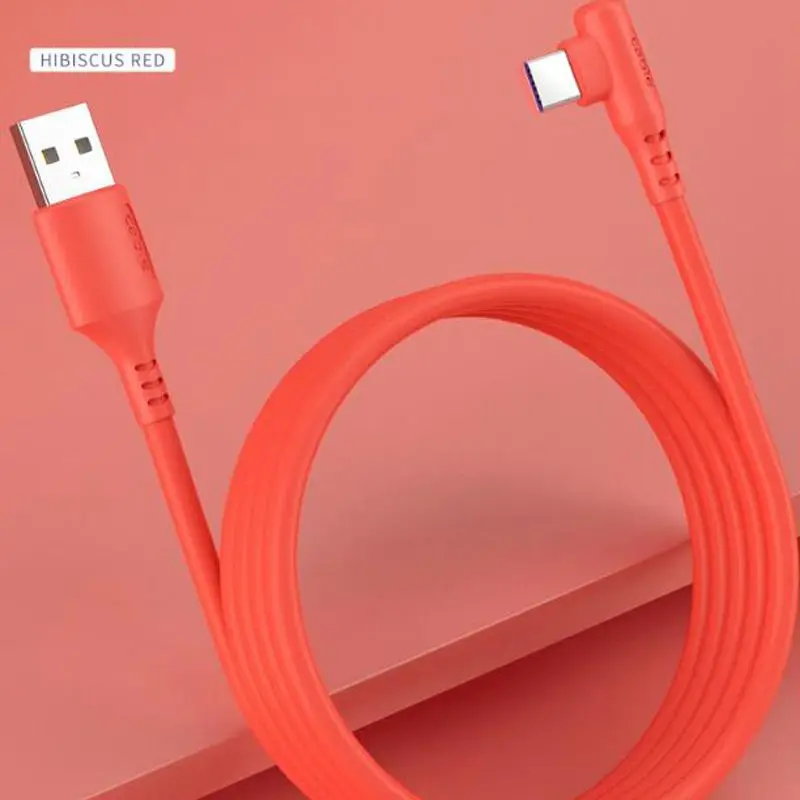 Liquid Silicone 5A Fast Charging USB-A Typec Micro Elbow Data Cable for Game for Samsung Xiaomi Huawei Mobile Phone Quick Cord