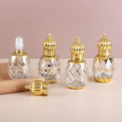 10ml Glass Roll on Bottle Mini Essential Oil Container Portable Blending Perfume Bottle Gold Empty Roll-On Bottles
