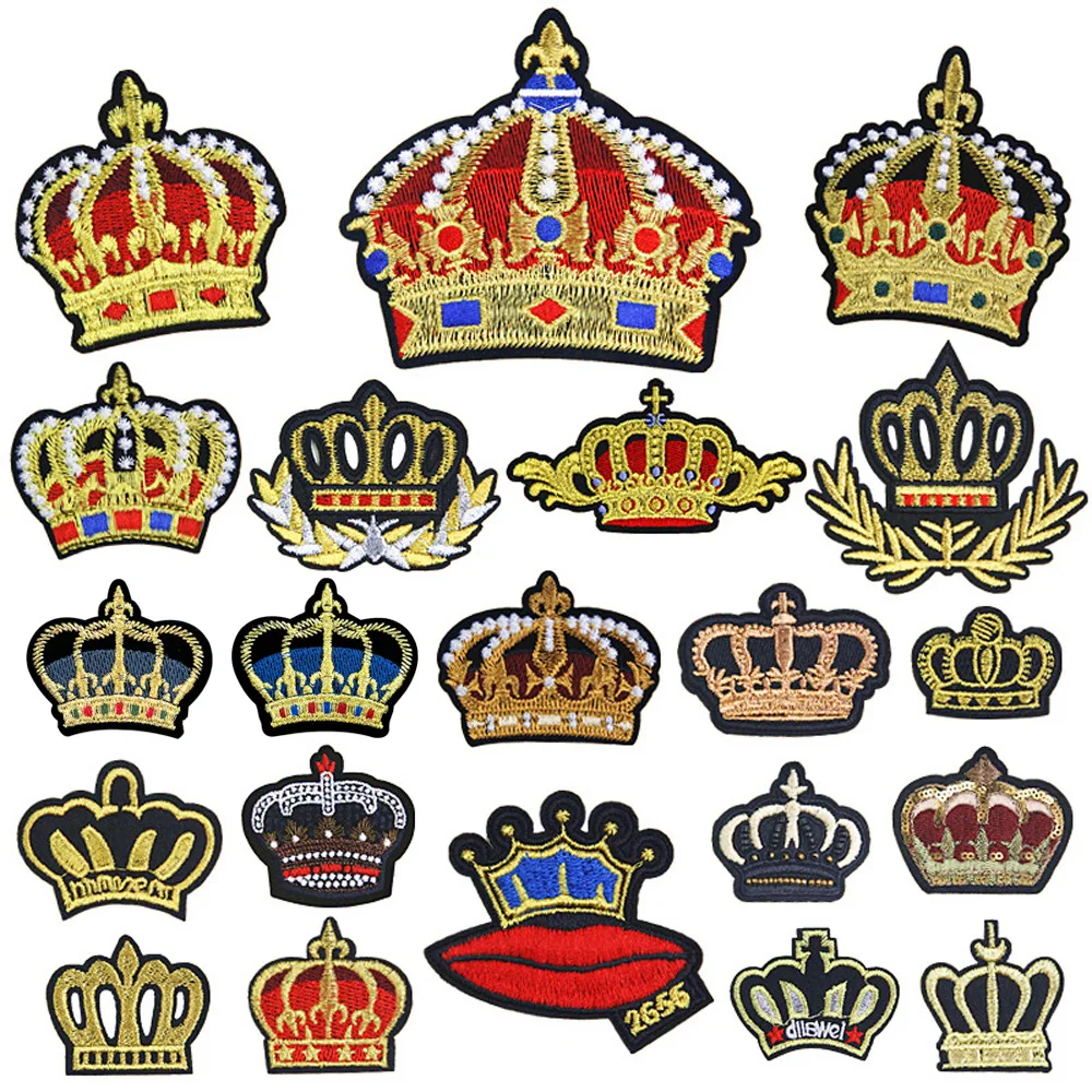 

Gold Thread Crown Iron-on Sew Embroidered Badge Patches for DIY T-shirt Backpack Clothing Appliques Sticker