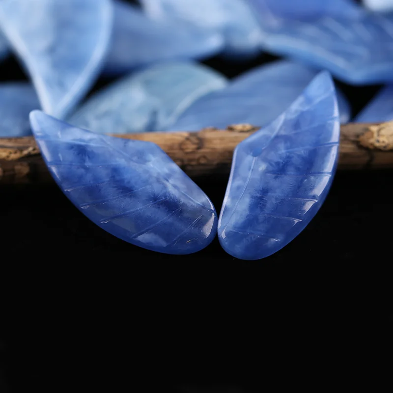 B&F Earrings Bead Blue Onyx- Wing Earrings Natural Stone jewelry accessories Handmade Jewerly