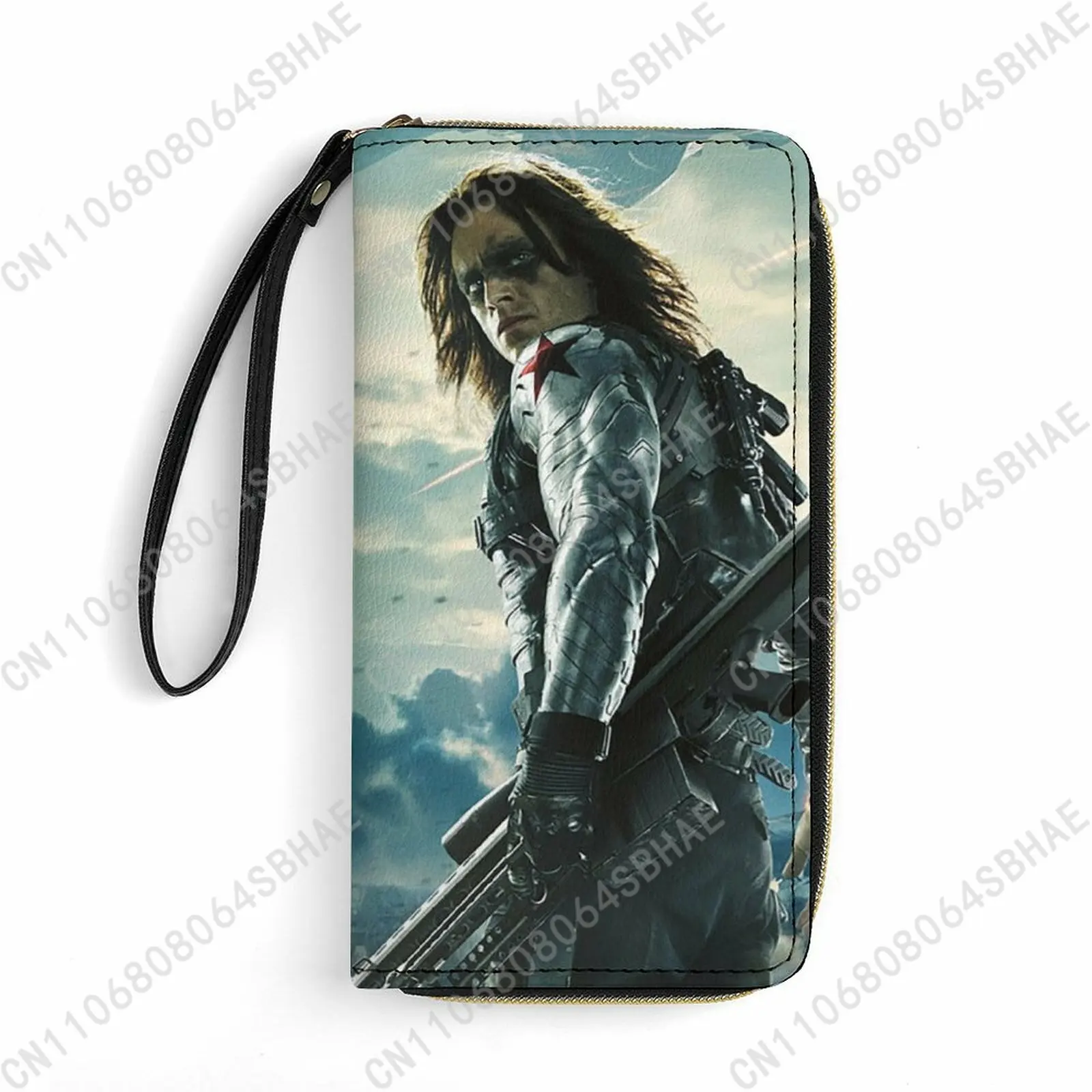 

Marvel Bucky Barnes Custom PU Leather Wallet Rope Handle Small Portable Card Holder Men Women Purse Gift Friend Parents Cosplay
