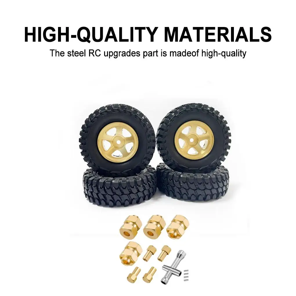 Plastic 1/24 Wheel Rims Tyre RC Upgrade Part 4pieces Wear-resistant Rc Wheel Rims Tyre For Axial SCX24 RC Car Part Golden