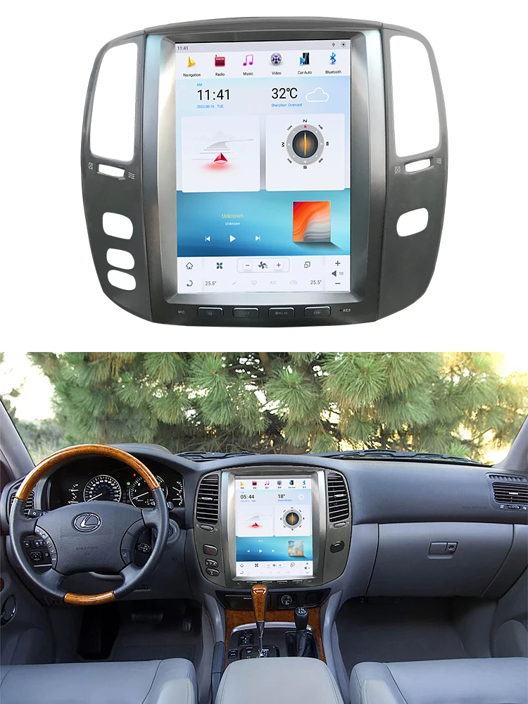 12.1 polegadas android auto rádio do carro central multimidia player de vídeo sem fio carplay para lexus lx470 2004-2006