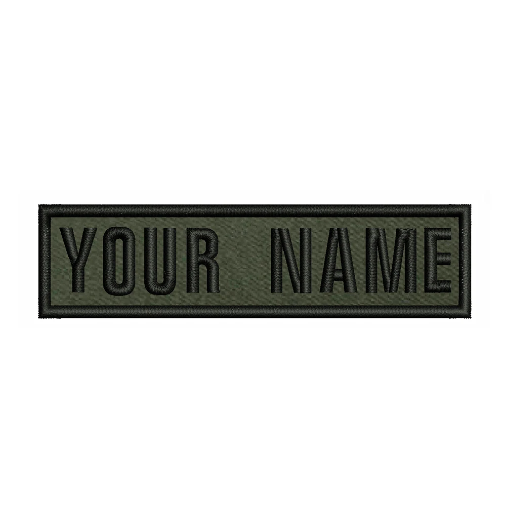 Army Green Background 10X2.5cm Embroidery Custom Name Text Patch Stripes Badge Iron On Or Sew On Or  Patches