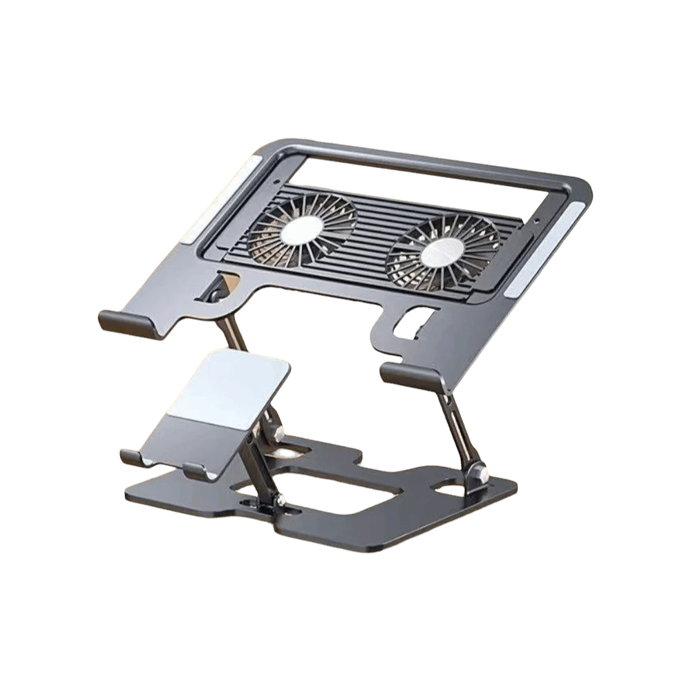 2-in-1 Laptop Stand Phone Holder Ergonomic Multifunctional Laptop Cooling Stand Carbon Steel Foldable Notebook Rack Gaming