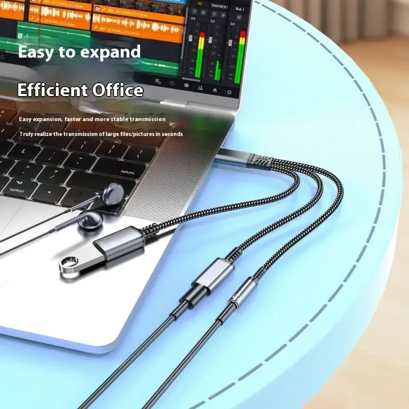 1 Piece Headphone Adapter 3 In 1 PD 60W Fast Charge Adapter For Phone16 15 Type C To Dual Type C/3.5mm Jack Audio Adapter Cable