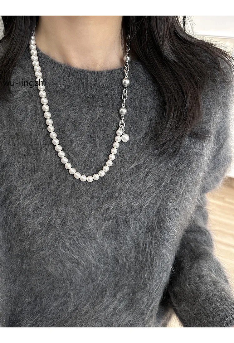 wu-lingzhi Women Austrian Man-Made Pearls Necklace Multiple Wear Necklaces Luxury Sweater Chain  Female 2024 New Arrival