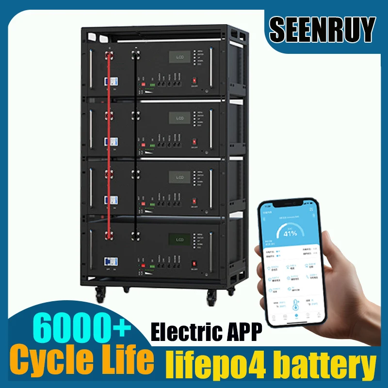 SEENRUY 48V 50AH 100AH 150AH 200AH 300AH 400AH with BMS 100A 200A for Home Energy Storage System UPS Emergency Power