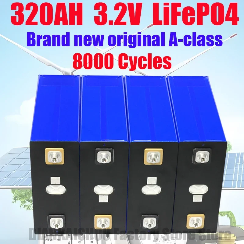 2pcs New 3.2V 320AH Lifepo4 Battery Grade A 3C High Power DIY 12V 24V 48V RV EV Solar Charging Battery Europe Shipping Duty Free