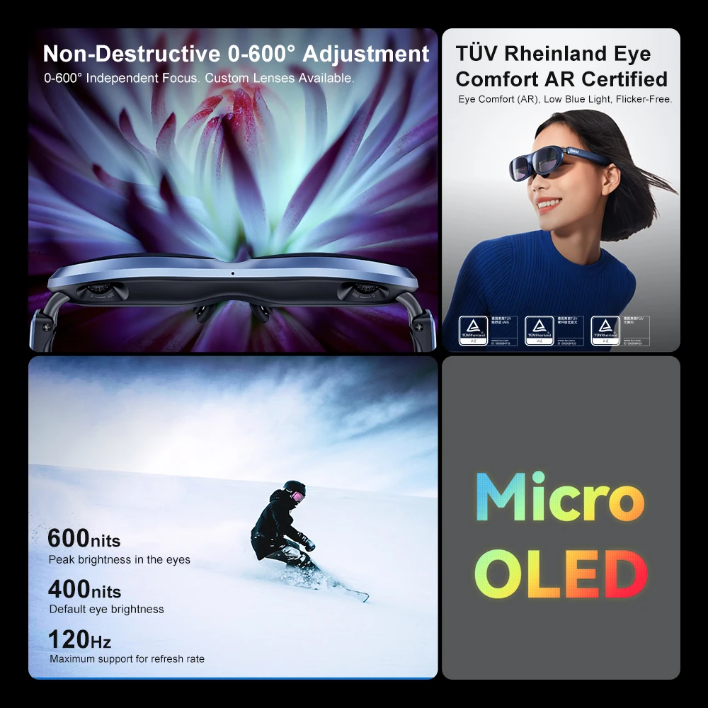 Rokid Max AR Smart Glasses for Gaming - 215-Inch Micro-OLED Display