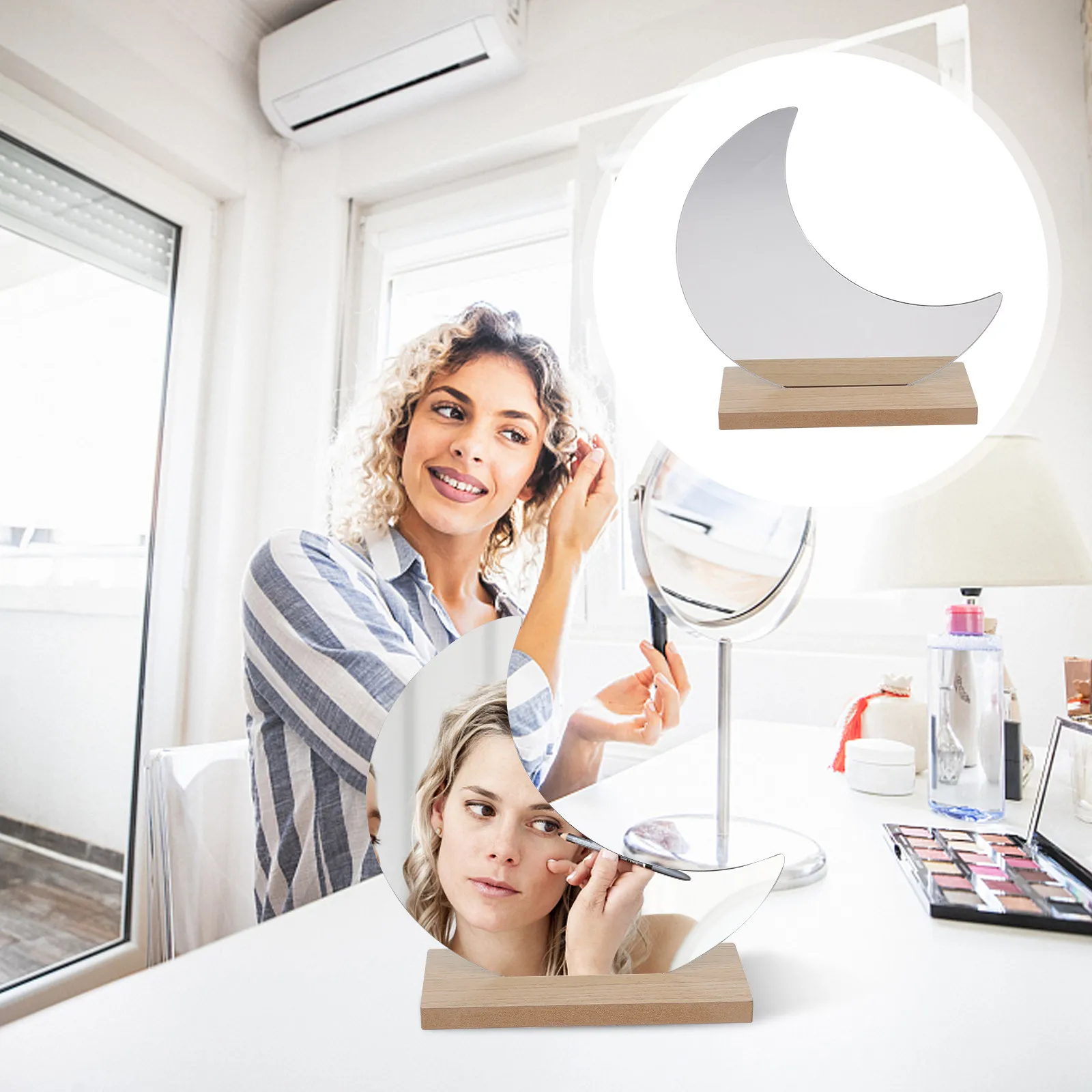 

Зеркало для макияжа неправильной формы, 1 шт., настольное, для декора дома, креативное, уникальное, портативное, для девичьей спальни, украшение