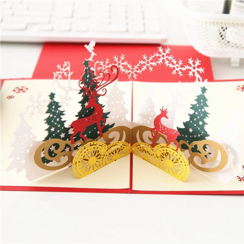 3D Pop UP Santa Cards Marry Christmas Greeting Cards Party Invitations Gifts New Year Greeting Card Anniversary Gifts Postcard