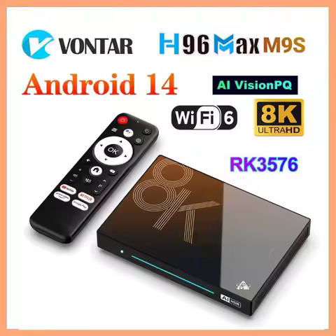 8K Video Media Player Android 14.0 H96 MAX M9S RK3576 Android 14 TV Box AI-SR PQ QuadCortex A72 A53 Super Resolution Wifi6 BT5.4