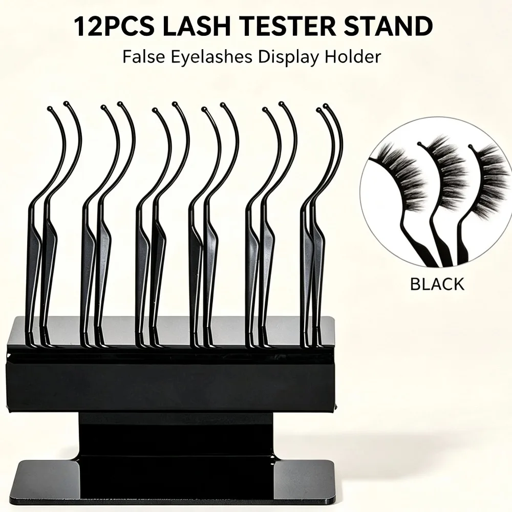 12pcs False Eyelashes Display Stand Customized Lash Tester Stick  Eyelashes Trial Wearing Device Lash Effect Displaying Sticks