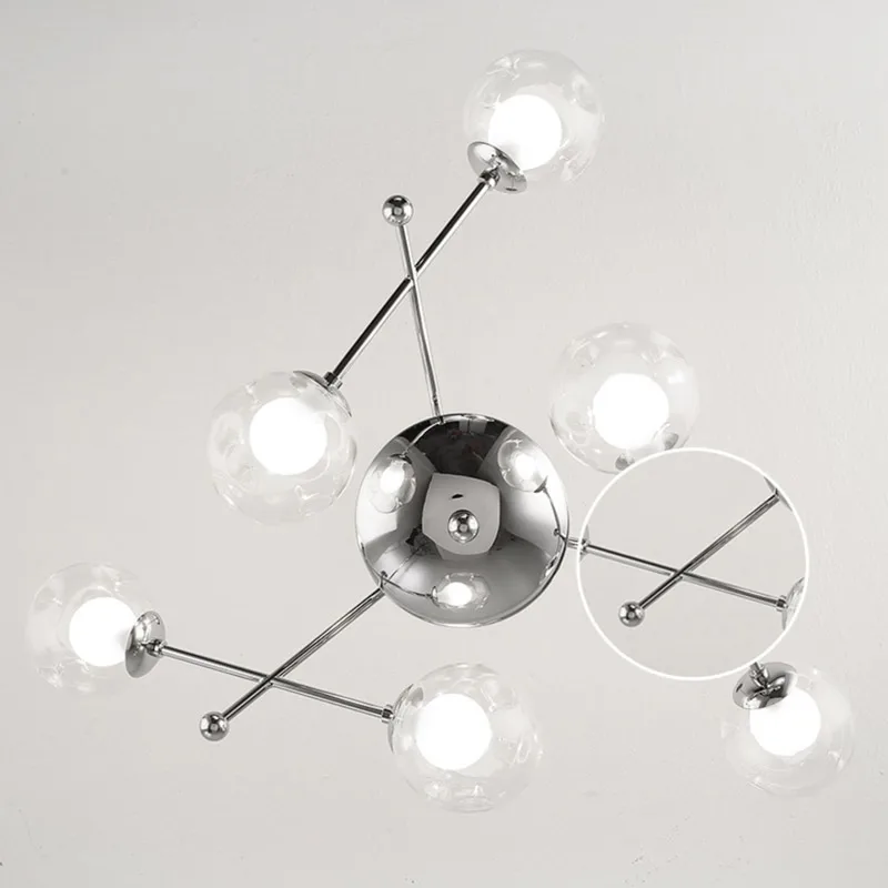 LED Glass Chrome Chandelier Libra Style Living Room Bedroom Kitchen Home Decoration Indoor Lighting