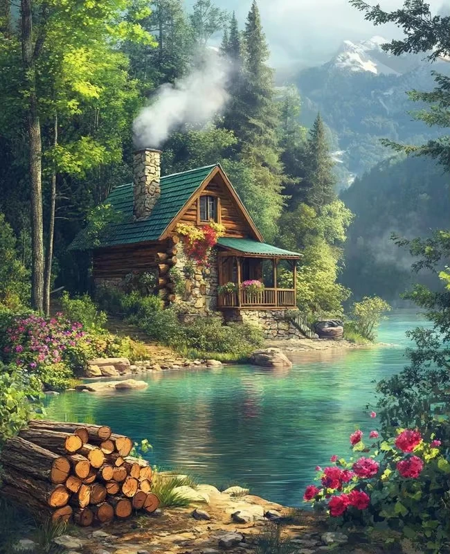 

The Cottage By The Lake 500/1000/1200/2000 PCS Jigsaw Puzzles Family Activity Relaxing Games for Living Room Home Decor Gift