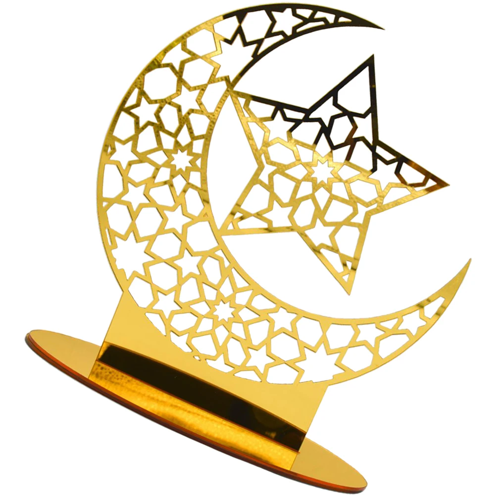 

Mirror Ornaments Home Decor Eid Mubarak Table Stand Three Dimensional Golden Acrylic Centerpiece Ramadan Ornament Festive