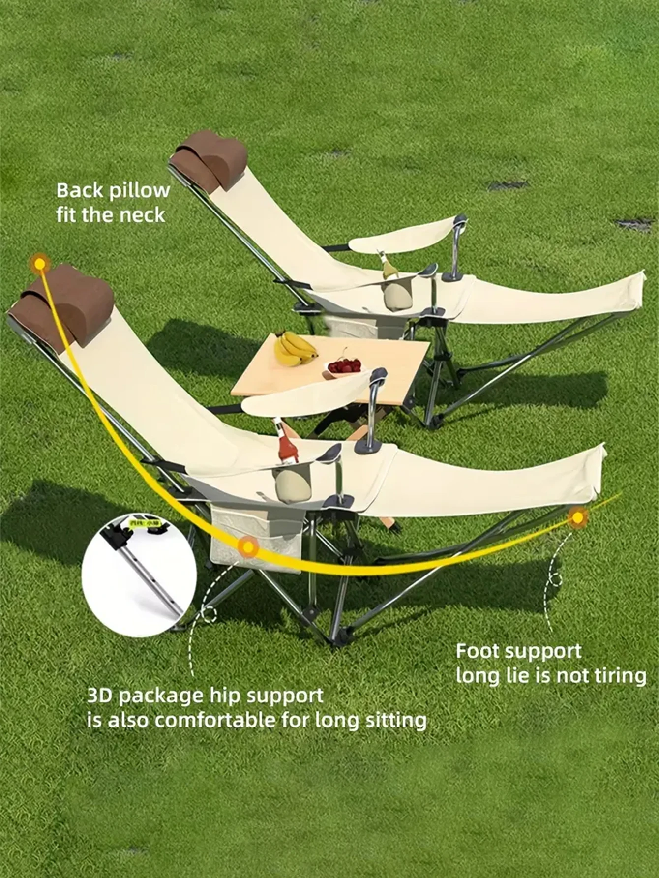 Outdoor Folding Lounge Chairs, Camping Chairs, Portable Fishing Chairs, Beach Chairs Suitable for Camping, Fishing and Beach Ac