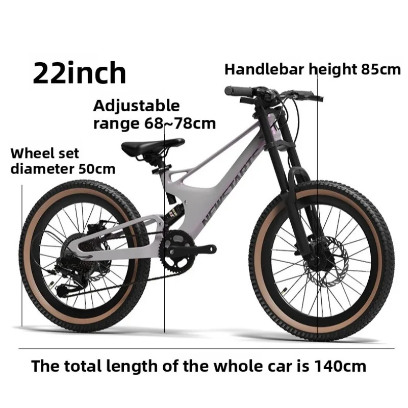S001 Mountain Bike 22 Inch, Soft Tail Frame Shock Absorption, Dual Disc Brake 7-Speed for 10-15 Years Teens (135-155cm)